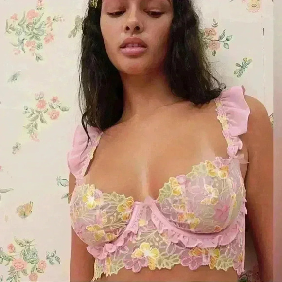 13. NWT For Love & Lemons Sunset Butterfly Ruffle Bustier size XS - Picture 1 of 7
